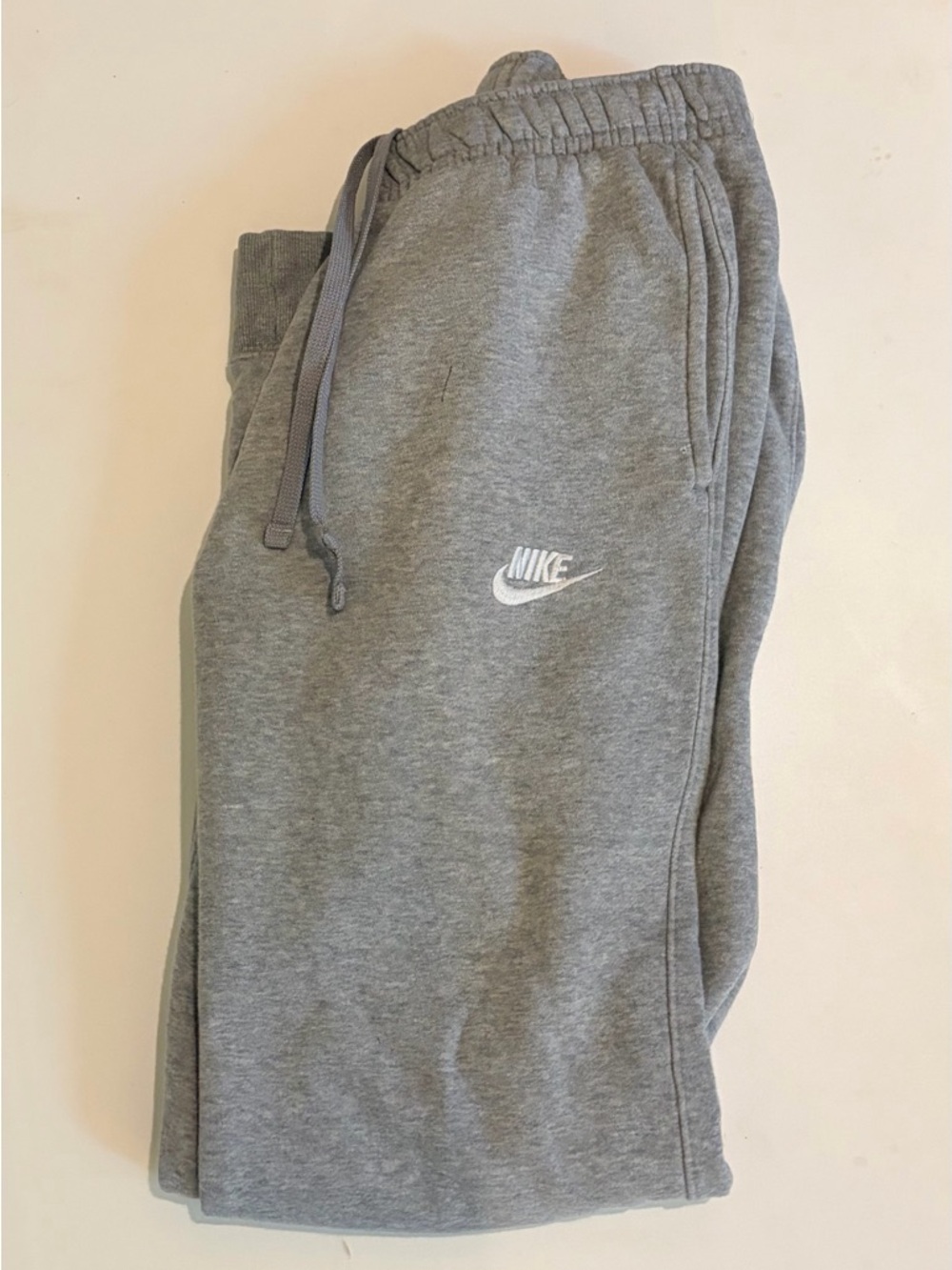 Nike Grey Men's Fleece Joggers with White Swoosh